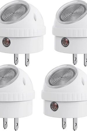 DEWENWILS Plug in Night Lights into Wall, Dusk to Dawn Sensor, 360° Rotating LED Nightlights for Kids, Adults, Bedroom, Hallway, Bathroom, Stairways, Warm Light, UL Listed, 4 Pack