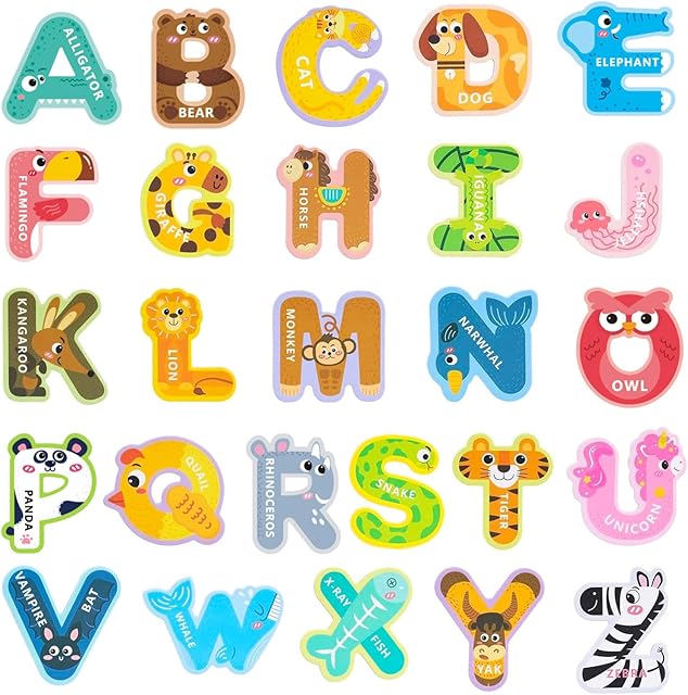 The LOVESTOWN Magnetic Letters for Toddlers, 26 Large Animal Alphabet Magnets, Educational Learning Toys, Fridge Magnetic Letters Set