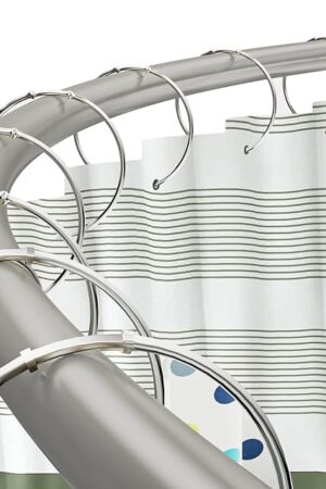 Curved Shower Curtain Rod, Adjustable 40-72 Inches Shower Rod, Rustproof Expandable Heavy Duty Round Shower Curtain Rod for Bathroom, Bathtub, Need to Drill, Nickel