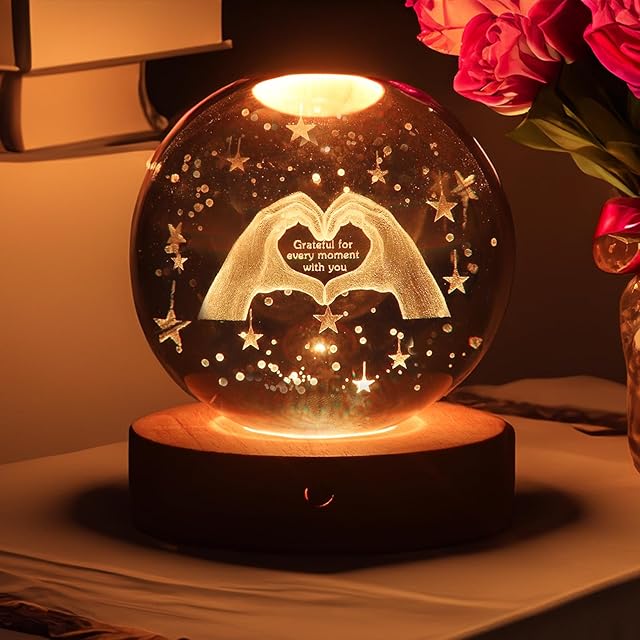 3D Crystal Ball Night Light Remotely Controlled for Women, Wives, Girlfriends, Daughters