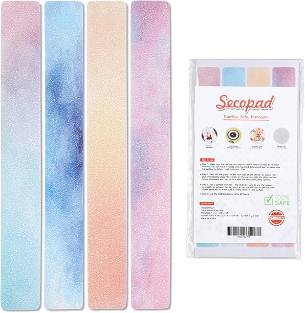 Anti Slip Colorful Shower Strips 24 PCS Safety Bathtub Strips Adhesive Decals for Bath Tub Shower Stairs Ladders Boats