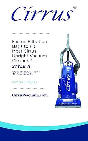 Cirrus ProGrade Style A Upright Vacuum Cleaner Bags | Fits ALL Cirrus & ProGrade Models | Part 14005 | Disposable, Commercial Grade Bags Combat Home Allergens | 12 Bags