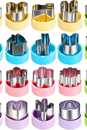 1.5" Vegetable Cutter Shapes Set - Mini Cookie Cutters Fruit Cookie Pastry Stamps Mold for Kids Baking and Food Supplement Tools Accessories (20pack)