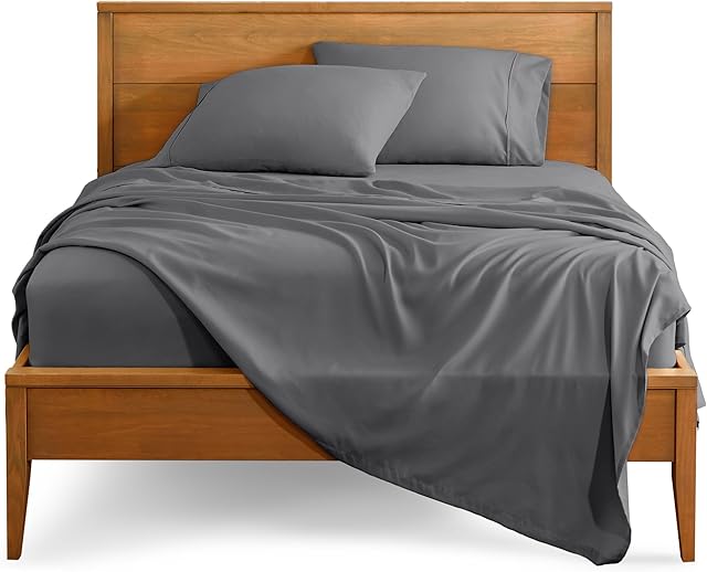 Bare Home Twin XL Sheet Set Microfiber 1800 3 Piece Set Twin XL Grey