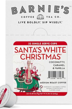 Barnie's Coffee & Tea Co. - Santa's White Christmas K-Cups, Coconut Caramel & Vanilla - Medium Roast (22 Count)