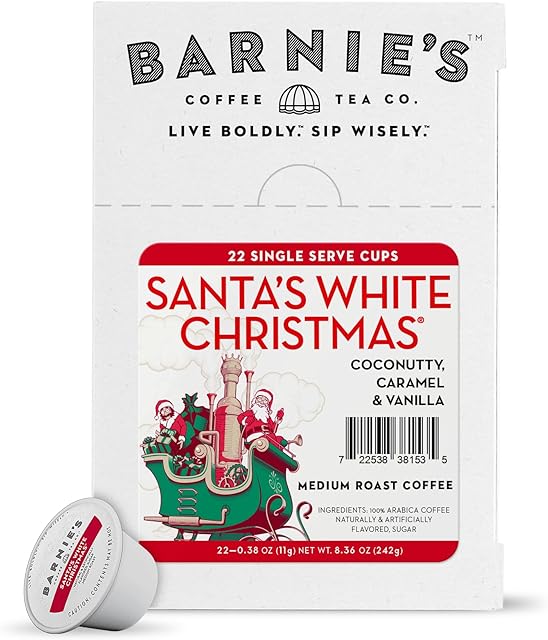 Barnie's Coffee & Tea Co. - Santa's White Christmas K-Cups, Coconut Caramel & Vanilla - Medium Roast (22 Count)