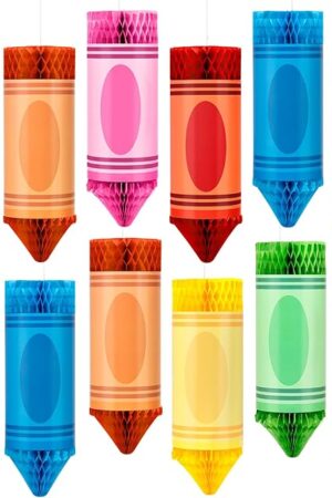 12 PCS Pencil Hanging Honeycombs Back to School Hanging Classroom Decorations, Colorful Paper Lanterns Pencil Classroom Decor Preschool Graduation Party, First Day of School Birthday Party Supplies