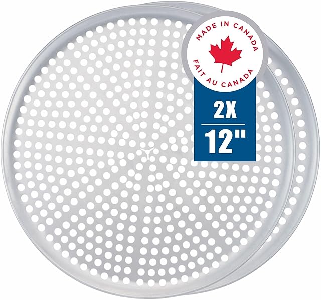 Norjac 12 Inch Pizza Pan with Holes – 2 Pack, Perforated Aluminum Baking Pans for Oven, Heavy-Duty & Rust-Free, Round Tray for Crispy Crust, Ideal for Homemade or Frozen Pizza