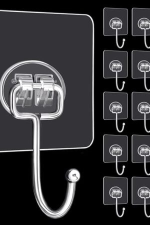 DKHDBD Large Adhesive Hooks, 16-Pack Hold 44lb(Max) Heavy Duty Sticky Hooks, Waterproof Transparent Hooks for Hanging, Self-Adhesive Traceless Clear Wall Hooks to Use for Keys Robe & Towel