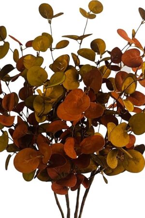 4 Pcs Artificial Fall Eucalyptus Leaves Greenery Stems Plants for Home Floral Arrangement Wedding Party Autumn Thanksgiving Table Centerpiece Decorations, 26.7"