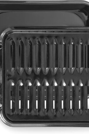 Broiler Pan for Oven Nonstick Porcelain Coated - 16.75? x 12.75? Whirlpool 4396923 Replacement Broiling Pan for Oven With Rack for High-Temperatures - Oven Broiler Pan Heats Evenly and Drains Fat
