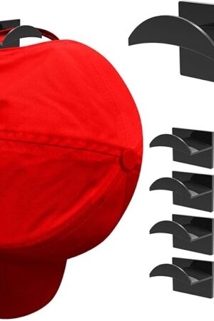 10 PCS Adhesive Hat Hooks for Wall, Strong Hold Hat Hangers, Minimalist Hat Rack Design, No Drilling, Hat Hooks for Baseball Caps, Hat Holder Organizer for Wall, Door, Closet, Office, Bedroom