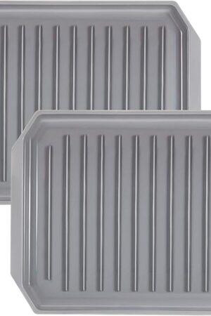 2 Pieces Microwave Bacon Tray Microwave Bacon Cooker Grill Rack Piratical Baking Oven Tray for Frozen Snacks, Frozen Pizza Cooking Supplies, Grey, 10.6 x 8.66 Inch