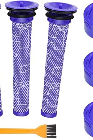 6 Pack Vacuum Filter Replacement for D-yson V8 Filter, D-yson V7 Filter, V8 Animal, V8 Absolute & SV10 Cordless Vacuum Cleaners, 3 Pre Filters and 3 Post Filters, Part No 965661, 967478-01