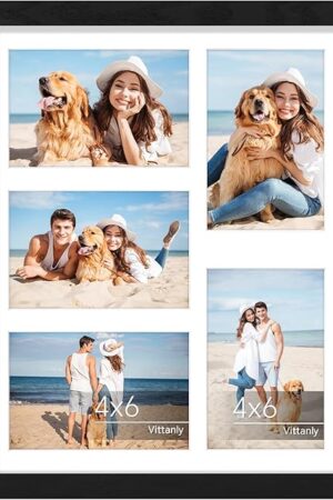 Vittanly 11x14 Collage Picture Frame, Displays 5Pcs 4x6 Pictures with Mat or 1Pcs 11x14 without Mat for Wall Mounting, Picture Frames Collage Wall Decor in Black, 1 Pack
