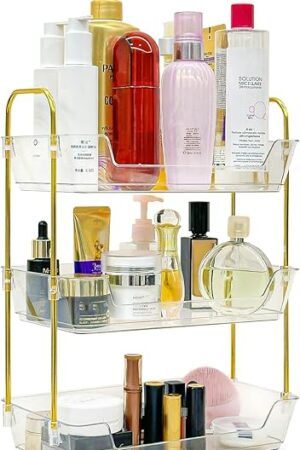 3-Tier Bathroom Organizer Countertop – Makeup, Perfume, and Skincare Storage Tray for Bathroom, Dresser, and Vanity