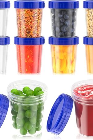 [10 Pack] 4oz Salad Dressing Container to Go - Small Containers with Lids Leakproof Condiment Containers with Screw Lids Reusable Stackable Plastic Dip Sauce Containers