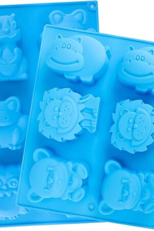 Beasea Animal Soap Molds, 2 Pack Large 3D Silicone Mat Chocolate Cake Candy Cookie Baking Making Clay Ice DIY Hard Resin Gummy Cube Tray Set Decoration Handmade Craft Bear Shape