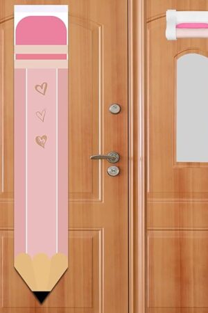2Pcs Pink Classroom Shade, Pencil Shape Blackout Curtains for Office, Porch, Room Door Windows