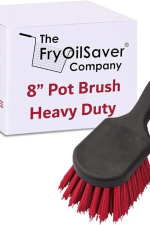 8" Pot & Dish Cleaning Brush by FryOilSaver Co., Dish Scrubber w/Stiff Bristle Brush for Kitchen Cleaning Tough Stain, Dishes, Pot, Pan, Sink, Stove, Grill Scrubber for Home & Busy Restaurant - 90048