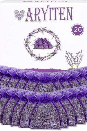 20 Pack Lavender Sachet Bags, 100% Natural French Dried Lavender Sachets for Drawers and Closets, Strong Smell Fragrance Fresh Scents Home