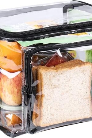 Clear Lunch Bag for Work Correctional Officers - Plastic Transparent Lunch Tote Stadium Bags See Through Womem and Men Ideal for Children 3+,10.6x8.6x6 inches
