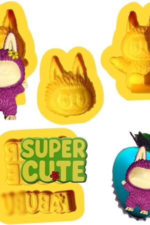 Adorable monster, silicone mold set 4 pcs, 3D Character Mold, silicone mold for chocolate and DIY, perfect size for chocolate covered strawberries and cupcakes.