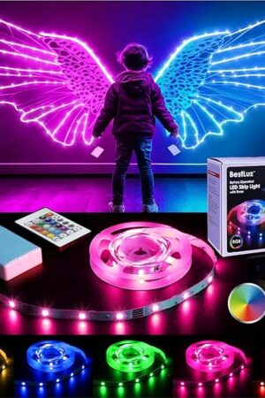 Battery Powered LED Strip Lights with Timer, 6.56 ft RGB DIY Lights with Remote Control for Bedroom, TV, Party, Piano, Cabinet, Decor, Indoor Use