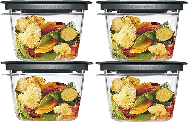Rubber Maid Premier Bundle, 2 Cup Premier Flex & Seal Food Storage Set, 4 Tritan Containers, 4 Grey Flex and Seal Lids, 8 Piece Bundle Set