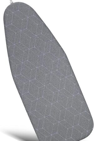 Duwee 12"x32" Heat Resistance Metallic Table Top Ironing Board Cover Durable Thicken Felt Material Padding, with Elastic Cord, Easy to Handle and Fits Board Beautifully(Geometric)