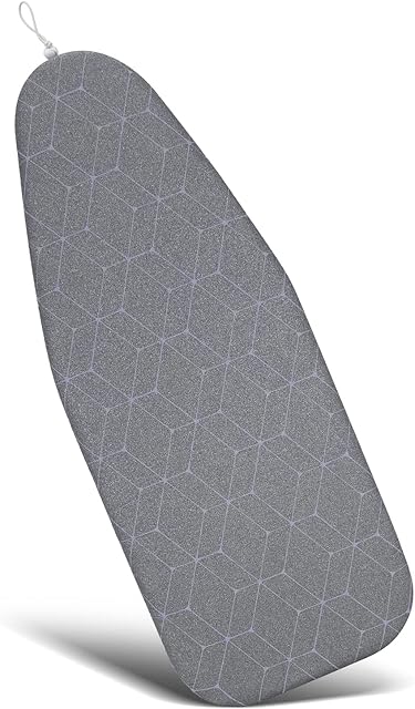 Duwee 12"x32" Heat Resistance Metallic Table Top Ironing Board Cover Durable Thicken Felt Material Padding, with Elastic Cord, Easy to Handle and Fits Board Beautifully(Geometric)