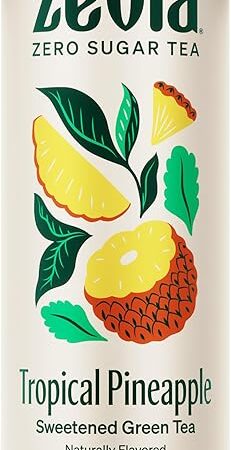 Zevia Organic Sugar Free Iced Tea, Green Tea Tropical Pineapple, 12 Ounce Can