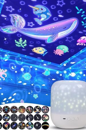 21 Sets of Films, Projector Night Light for Kids Bedroom, Baby Projector for Ceiling, Star Galaxy Projector with 360° Rotation Dimmable for Kids Baby Girls, Birthday, Christmas, Nursery, Room Decor