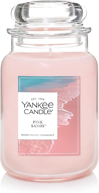 Yankee Candle Large Jar Scented Candle with up to 150 Hour Burn Time, Premium Plant Wax Blend for Consistent Burn, 22 oz Jar Candle with Room Filling Fragrance, Pink Sands