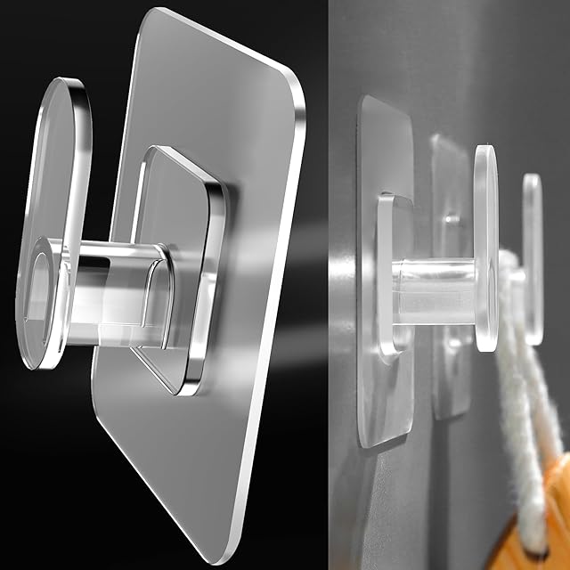 DELITON Clear Storage Hooks 10 Pack Stick on Wall