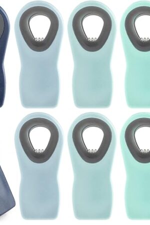 COOK WITH COLOR Bag Clips with Magnet- Food Clips, Chip Clips, Bag Clips for Food Storage with Airtight Seal Grip for Bread Bags, Snack Bags and Food Bags (Blue Ombre, Pack of 10)