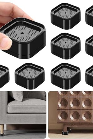 8 Pack Furniture Risers Adjustable Bed Risers Heavy Duty Lifts Height 1 or 2 Inch, Square Stackable Bed Risers 1, 2 or 3 Inch for Desk Leg Table Couch Sofa Chair Bed Frame Legs Dorm, Black