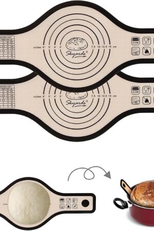 2 PCS Silicone Bread Sling for Dutch Oven, Bread Baking Mat Set with Long Handles, Non-Stick & Easy Clean Reusable Silicone Mats for Transfering Sourdough (Black)