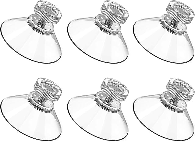 6pcs Screw Suction Cups Glass Suction Pads 40mm Clear PVC Plastic Sucker Pads Without Hook Extra Strong Suction Power Holder for Bathroom Wall Window Car Shade License Plates