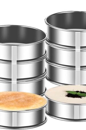 8-Pieces English Muffin Rings 4 Inch Crumpet Rings Stainless Steel Double Rolled Nonstick Metal Round Tart Ring Molds for Cookie Cooking Baking