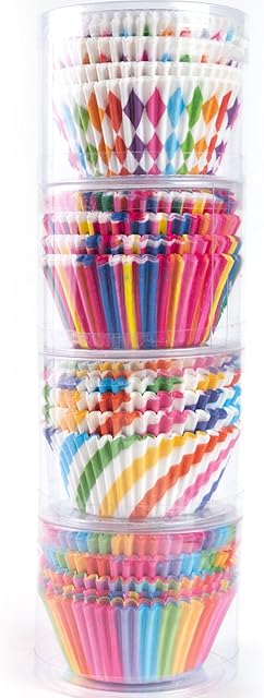Cupcake Baking Paper Cups Muffin Cupcake Liners Colorful Rainbow Combo Disposable Baking Cups Set Standard Size,Pack of 400