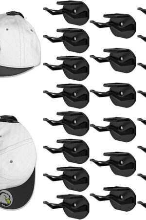 22 Pack Adhesive Hat Hooks for Wall, Super Strong Hat Rack for Baseball Caps, Hat Organizer Display for Home Decor, Hat Hangers Holder for Wall, Door, Closet, No Drilling - USA Patented (Black)