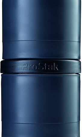 BlenderBottle ProStak Twist n' Lock Storage Jars Expansion 2-Pak with Pill Tray, All Black