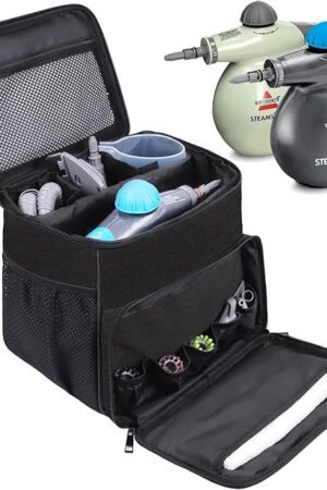 Adjustable Compartments Carry Bag Compatible with Bissell SteamShot Hard Surface Steam Cleaner 39N7V/39N7A,Travel Hand Bag with Extra Pockets for Accessories