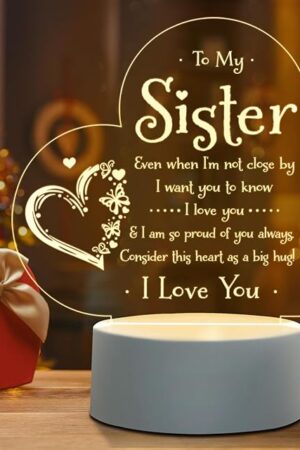 Afterprints Sister Gifts - to My Sister Night Light, Sister Birthday Gifts, Sisters Gifts from Sister Brother on Graduation, Wedding, Christmas, Engraved Night Lamp