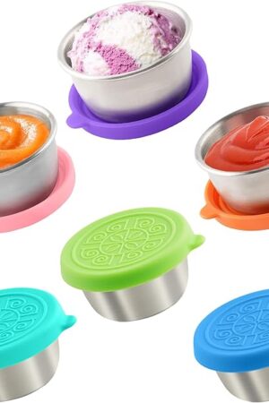 6x1.6 Oz Salad Dressing Containers With Lids, Small Leakproof Reusable Stainless Steel Salad Dressing Container To Go For Lunch Boxes,Sauce containers, Picnics,Travel Meal Prep And Kitchen Storage.