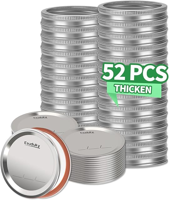 52Pcs Mason Jar Lids with Rings Regular Mouth, Upgrade Canning Lids with Rings/Bands for Ball, Kerr Jars and More, Split-Type with Leak Proof & Airtight, Food Grade Material for Mason Jars