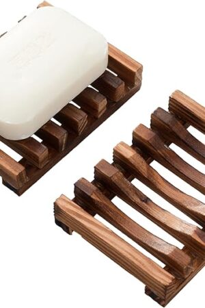 Wooden Soap Dish for Shower,Set of 2 Shower Soap Holder,Self draining Bar Soap Holder for Bathroom, Homemade Soaps Saver Natural Soaps Tray, Vowupt