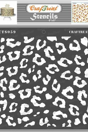 CrafTreat Reusable Cheetah Print Stencil – 6x6 Inch Cheetah Skin Pattern for Cake Decorating, Furniture Painting, DIY Crafts, and Home Décor Projects