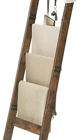 5-Tier Blanket Ladder Decorative Quilt Rack Farmhouse Ladder Rustic Brown and Black 02101BBR